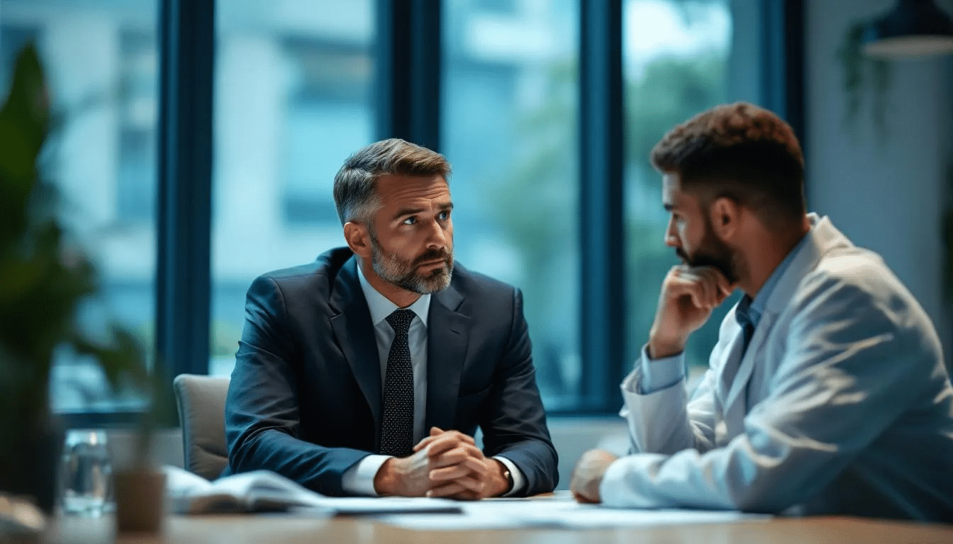 A dental license lawyer consulting with a dental professional.